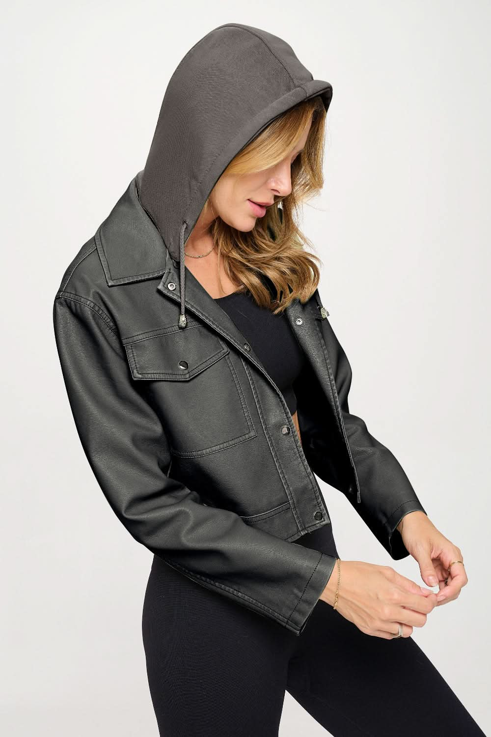 Cropped hooded jacket by coalition LA