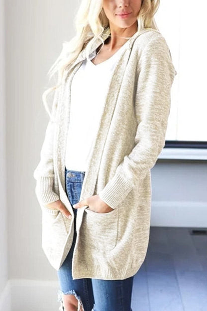 Heathered Open Front Cardigan with Pockets.