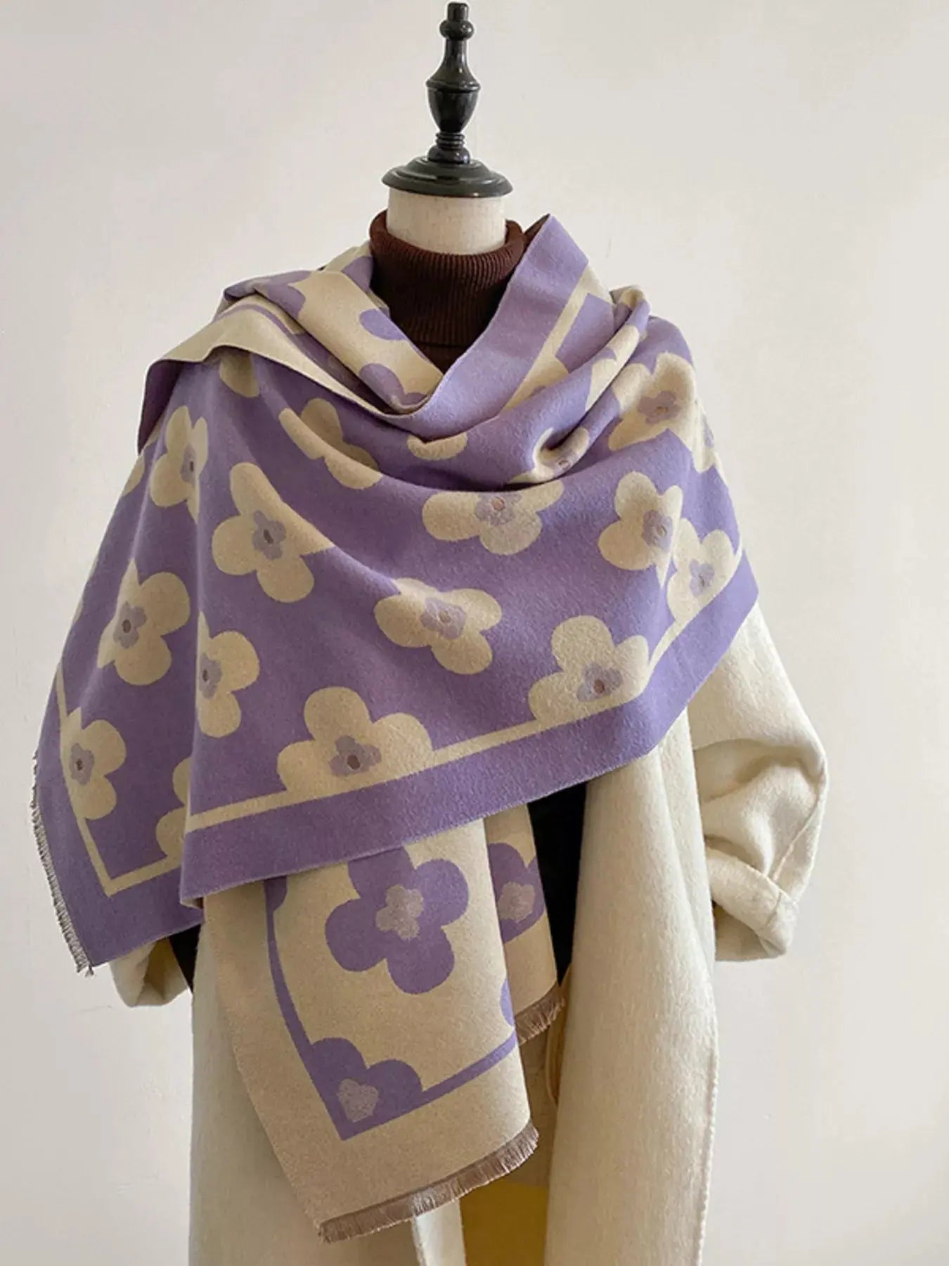 Floral Print Raw Hen Scarf Simply Love