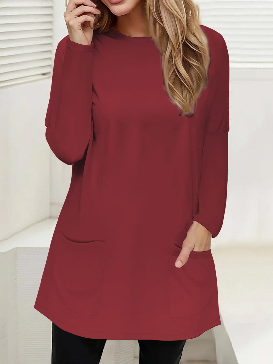 Cozy pocketed long sleeve tee