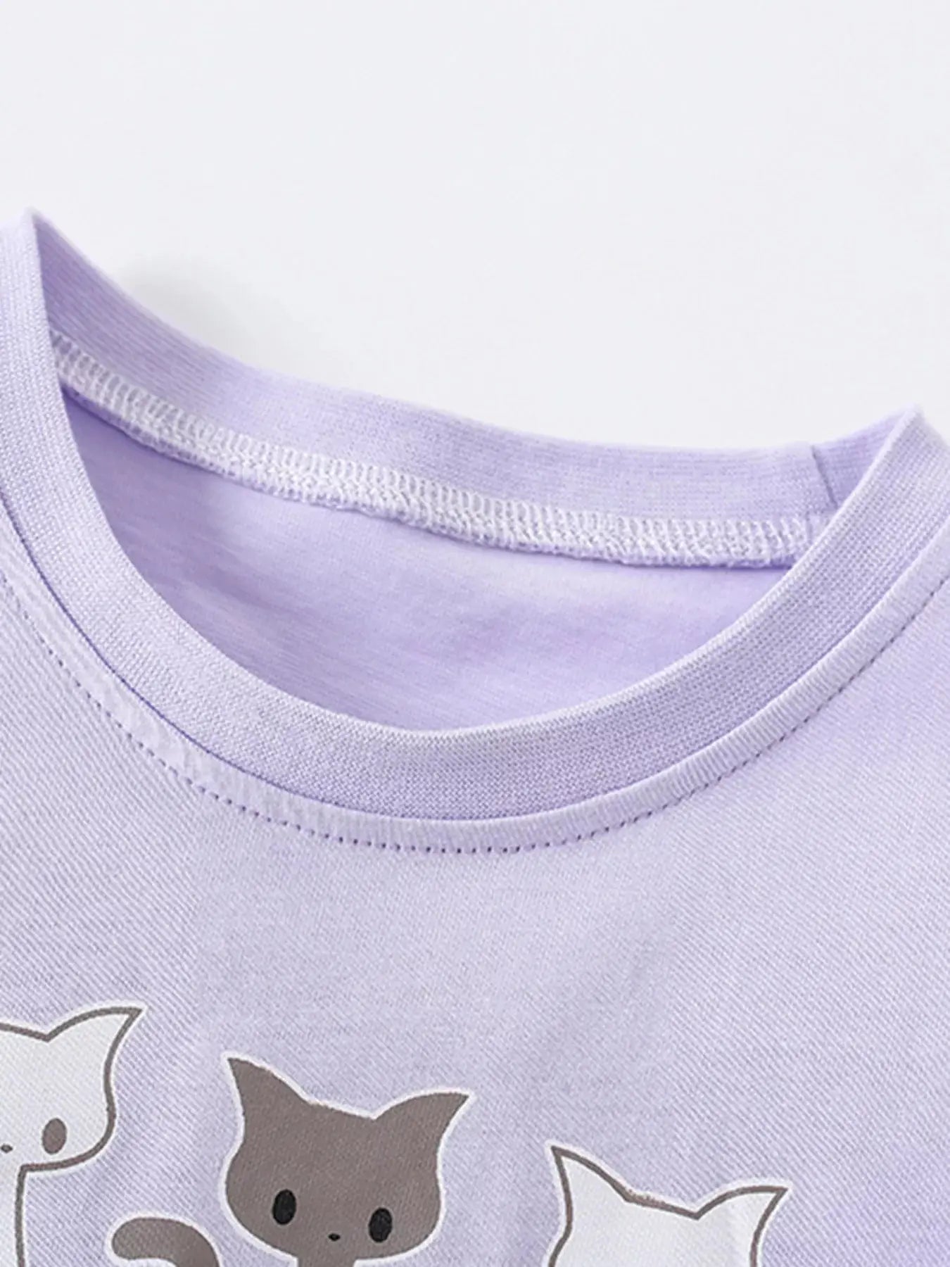 Children's Cats Round Neck Ruffle Hem T-Shirt Simply Love
