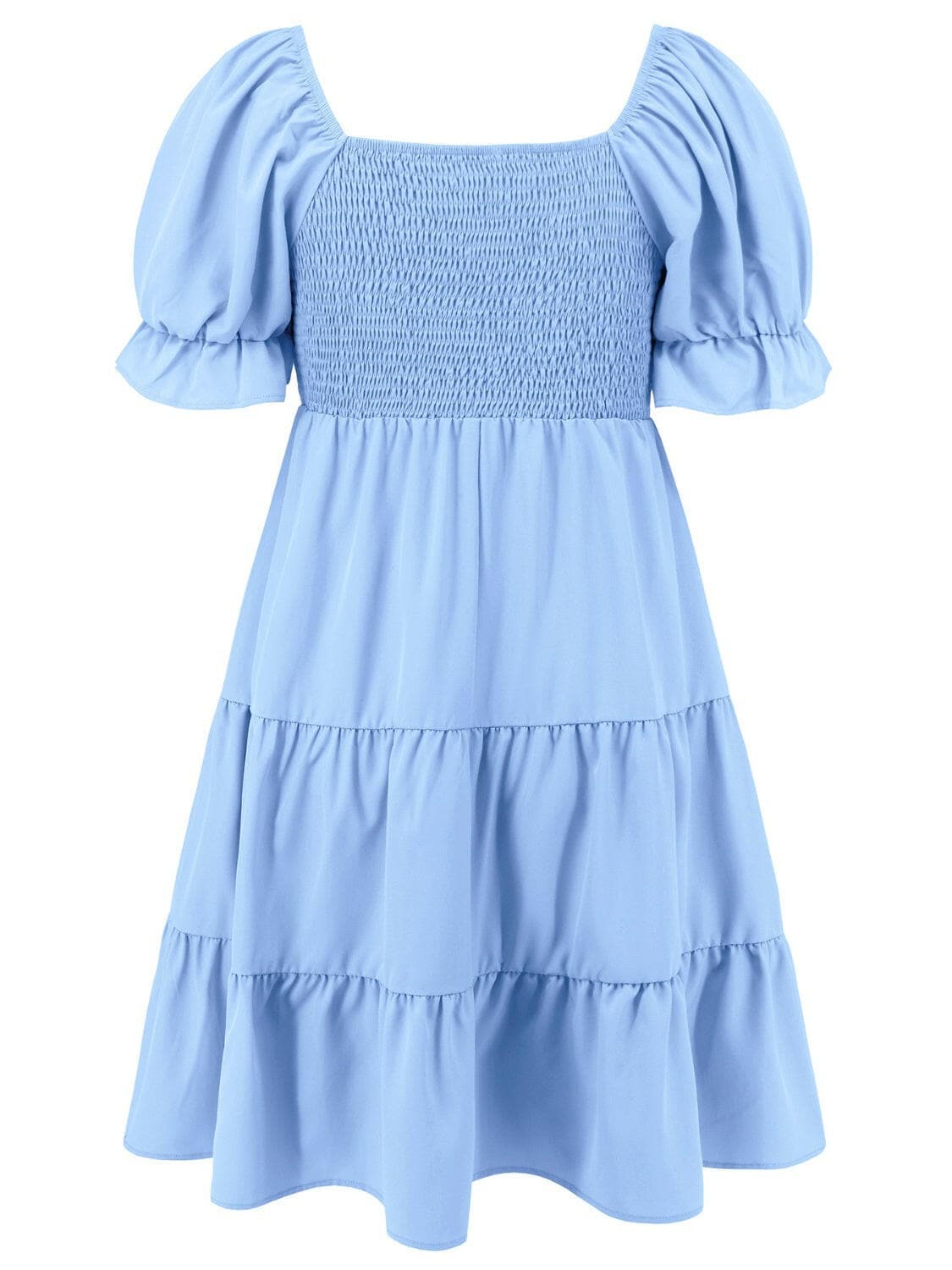 Smocked Flounce Sleeve Mini Dress.