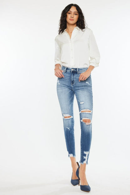 Kancan – Knöchelhohe Skinny-Jeans mit Fransen