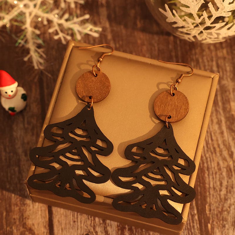 Nature-inspired wooden tree earrings