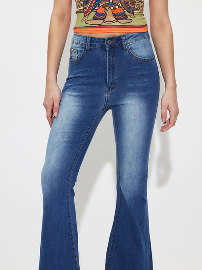 Mid-Rise Waist Bootcut Jeans.