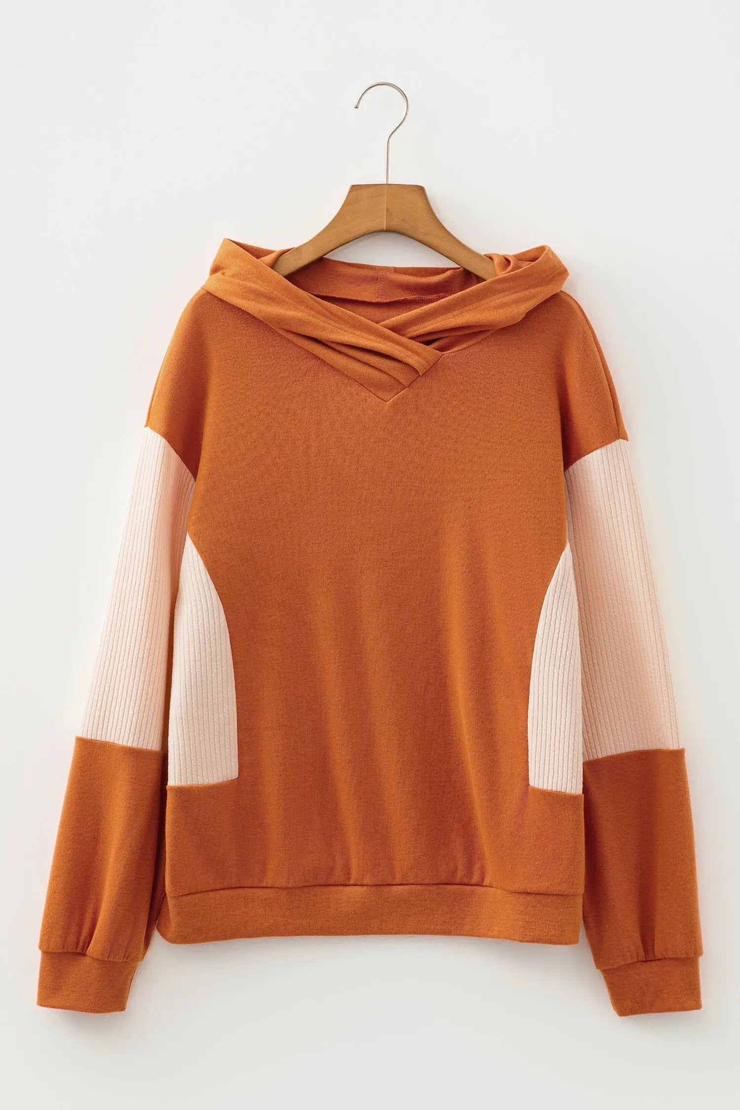 Dear-Lover Gold Flame Hoodie Women's Fall Casual Pullover Contrast Ribbed Patchwork Dear-Lover Dropshipping