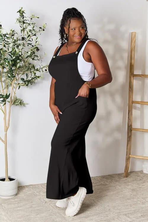 Double Take Full Size Wide Strap Overall with Pockets - Love Salve