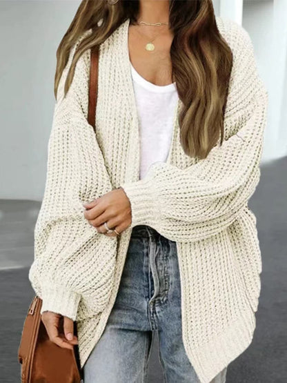 Drop Shoulder Balloon Sleeve Cardigan.