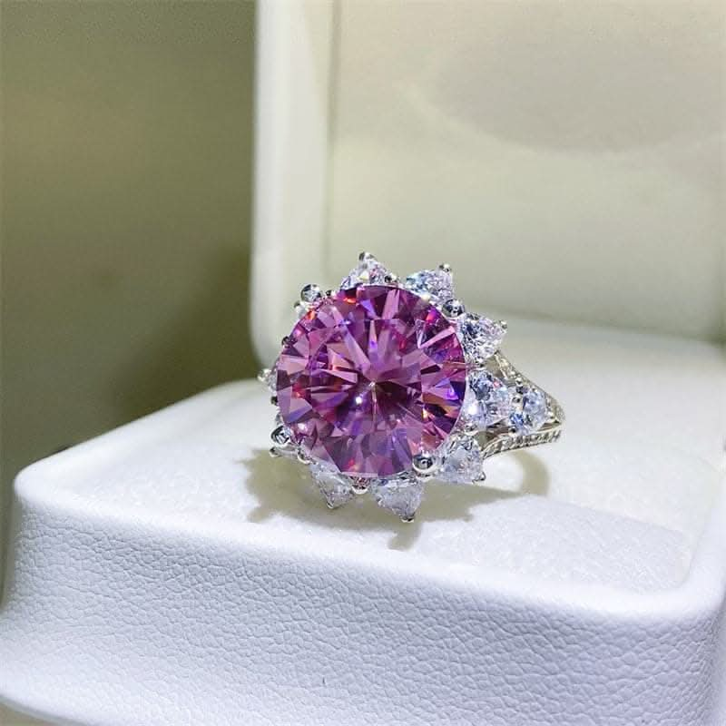 10 Carat Moissanite Zircon 925 Sterling Silver Ring.