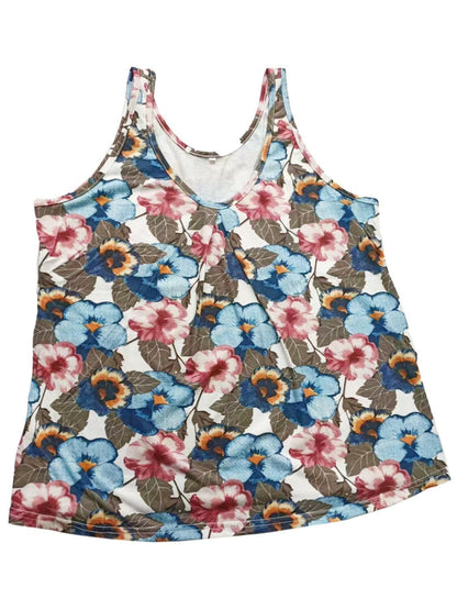 Printed Scoop Neck Wide Strap Tank.