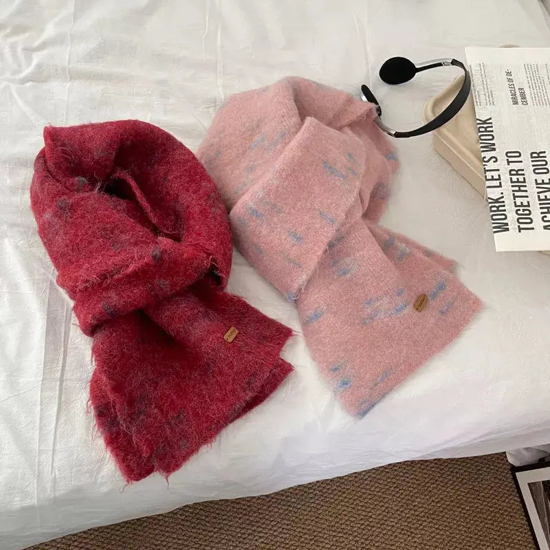 Soft Fuzzy Contrast Scarf Simply Love