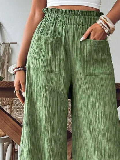 Frilled Wide Leg Trousers