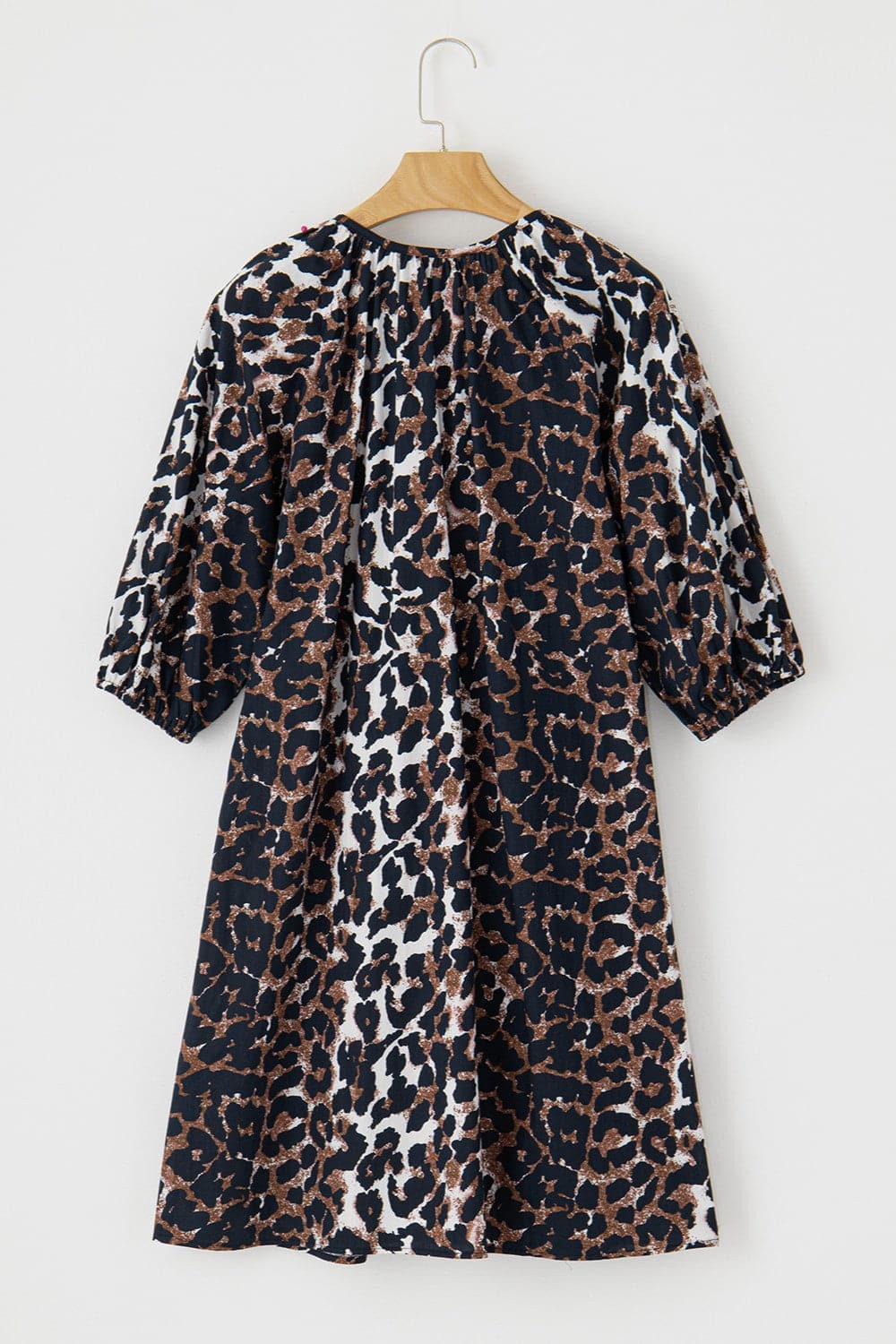 Leopard Button Up Half Sleeve Mini Dress.