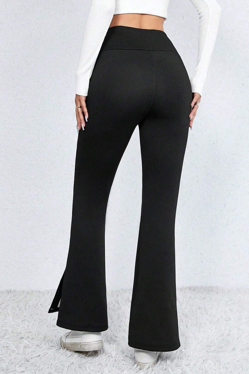 Slit High Waist Bootcut Pants.