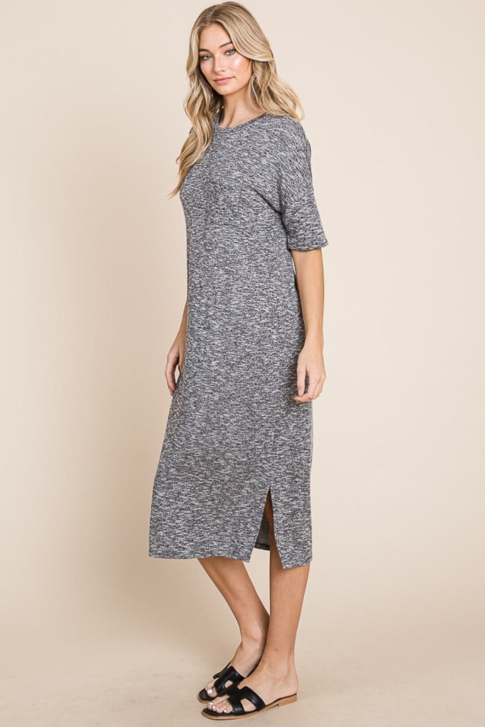 Elegant Midi Dress with Slit for Effortless Chic Style