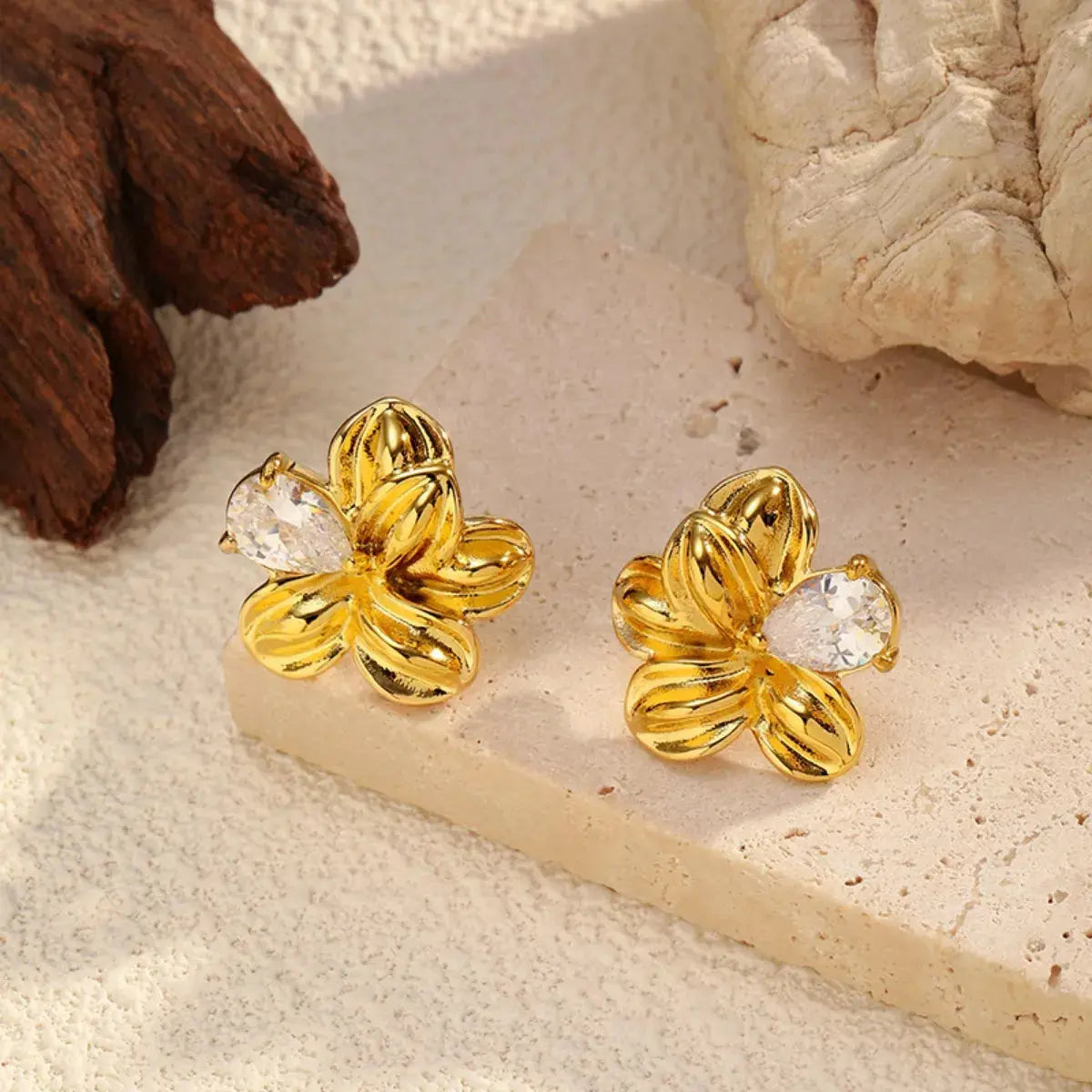 18K Gold-Plated Flower Stud Earrings Simply Love