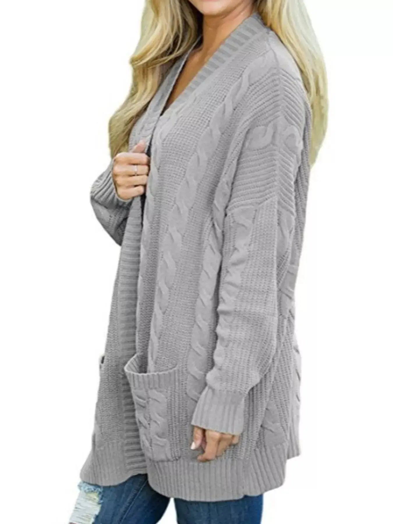 Full Size Chunky Knit Open Front Cardigan Plus Size Simply Love