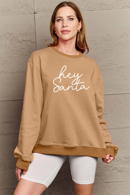 Simply Love Full Size HEY SANTA Graphic Sweatshirt.