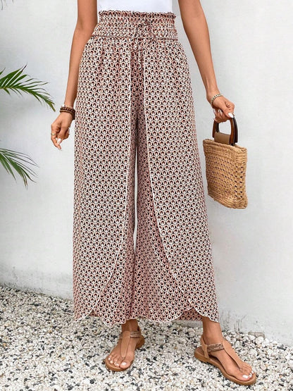 Tied Printed Wide Leg Pants.