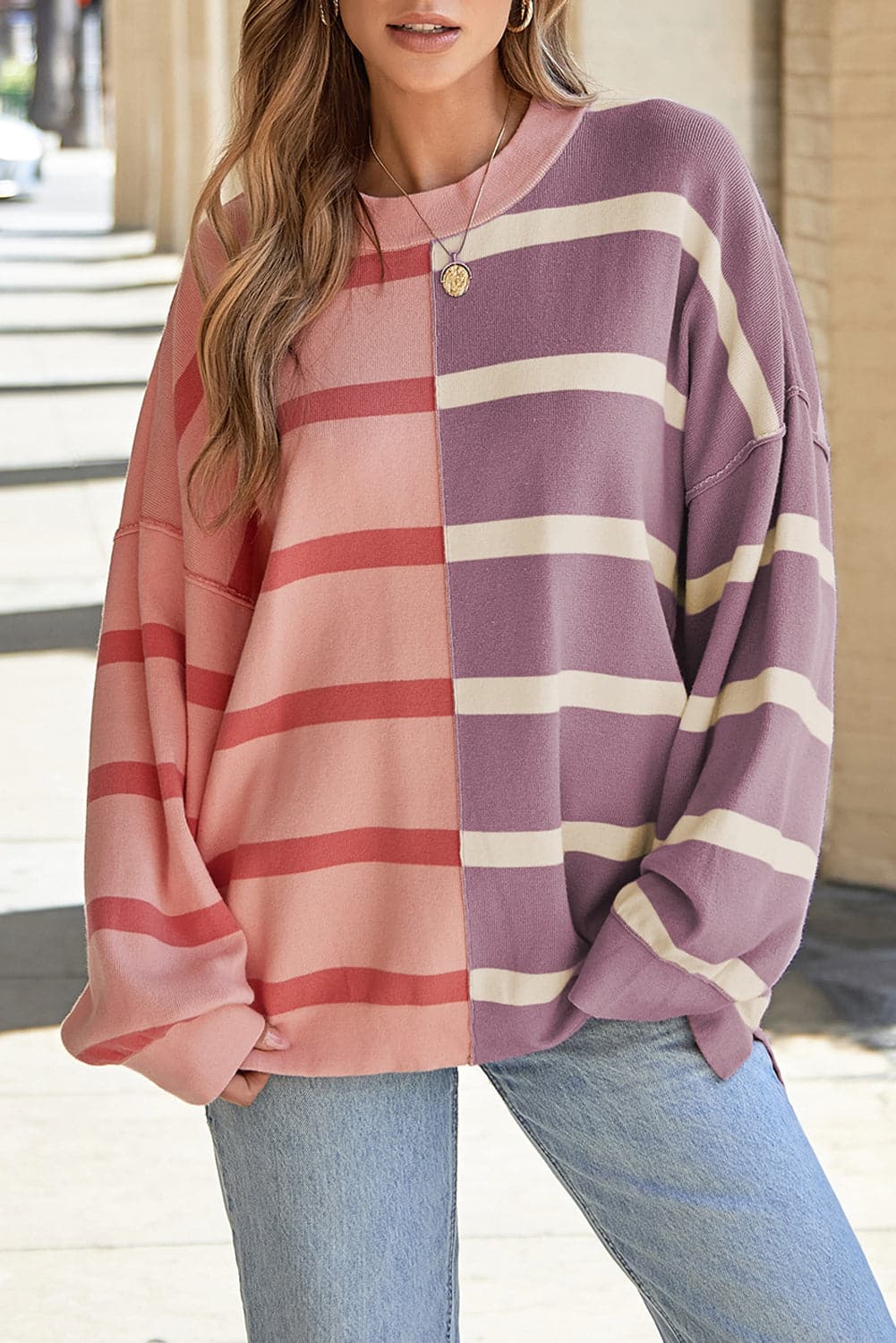 Striped Round Neck Long Sleeve Knit TopFeatures: Slit
Stretch: Slightly stretchy
Material composition: 50% viscose, 28% polyester, 22% polyamide
Care instructions: Machine wash cold. Tumble dry low.
ImporLove Salve Striped Round Neck Long Sleeve Knit TopKnit Tops