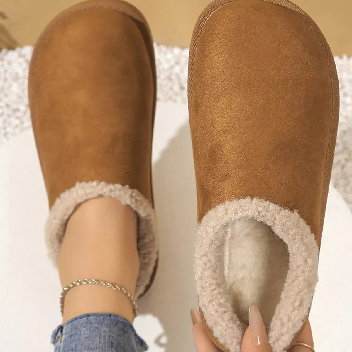 Plush Lined Round Toe Slippers Simply Love