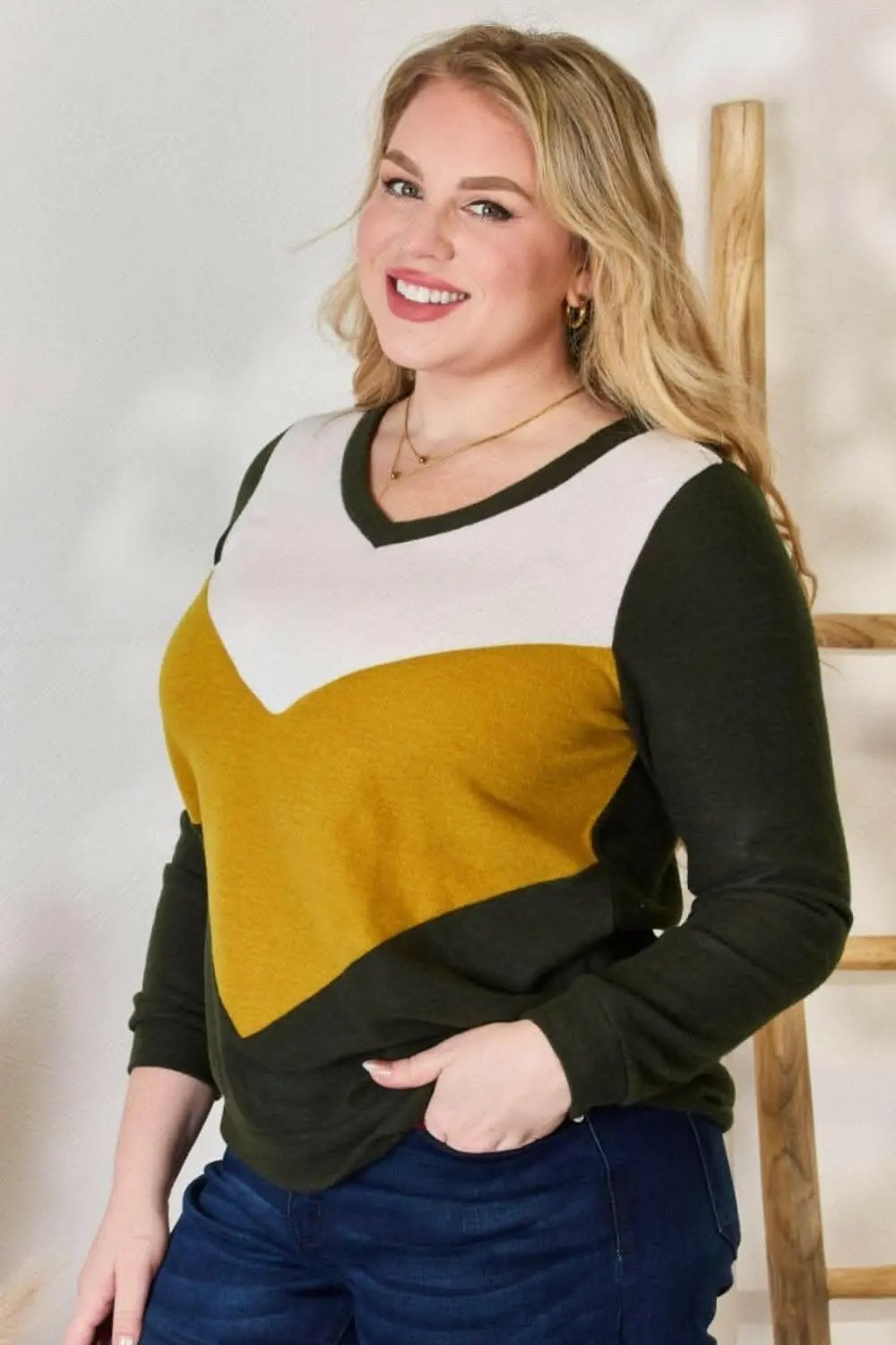 Hailey & Co Plus Size Colorblock Blouse - Love Salve 