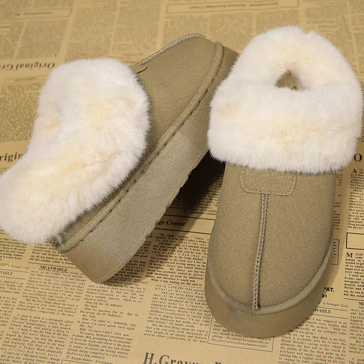 Fuzzy Platform Ankle Boots Simply Love