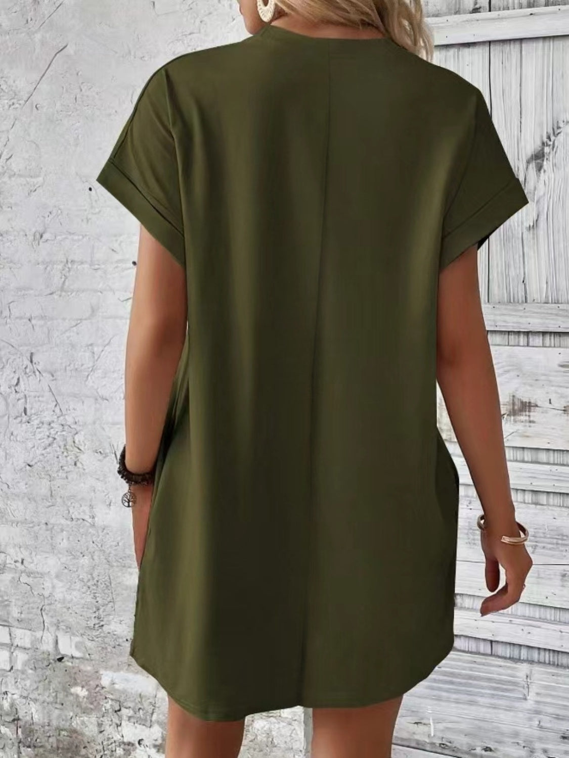 Pocketed Round Neck Short Sleeve Dress Coco’s Tee Boutique