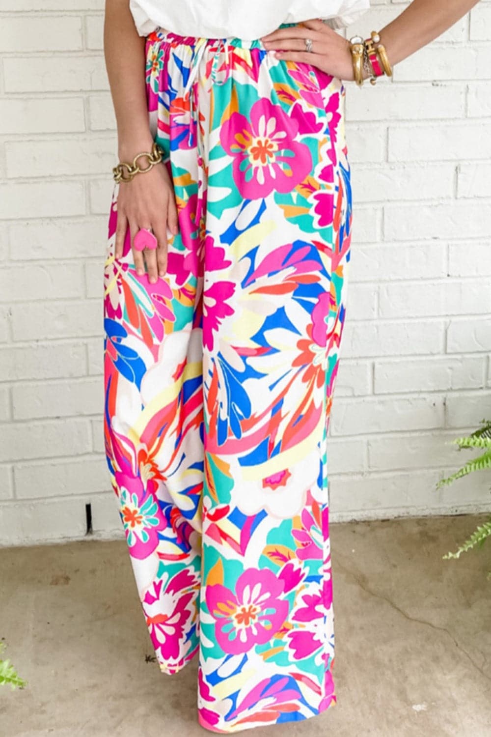 Printed Wide Leg Pants.