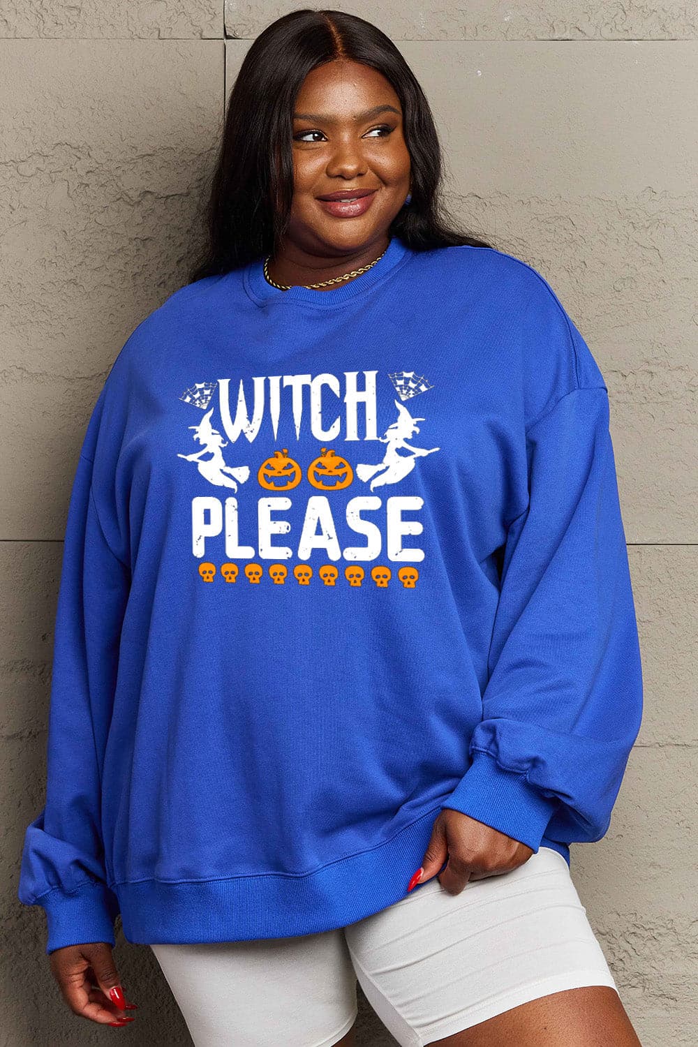 Simply Love Full Size WITCH PLEASE Graphic Sweatshirt.