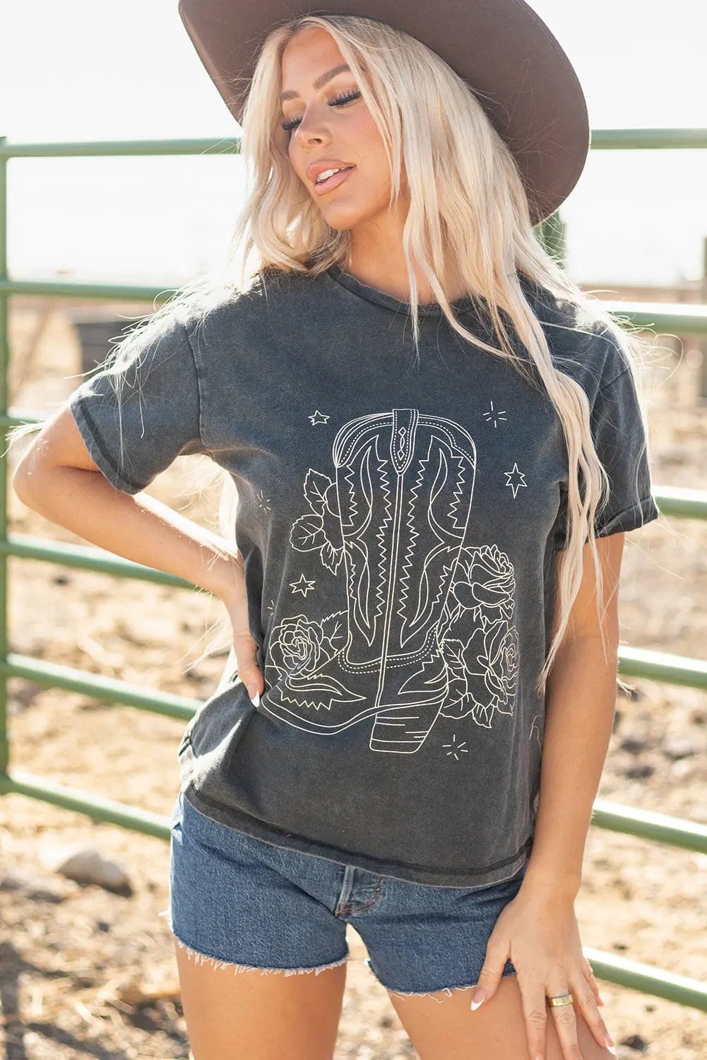 Western Cowboy Boots Graphic Tee for Women - Love Salve 