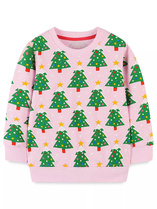 Children's Christmas Tree Print Crewneck Sweatshirt Simply Love
