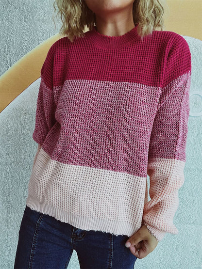 Color Block Long Sleeve Sweater