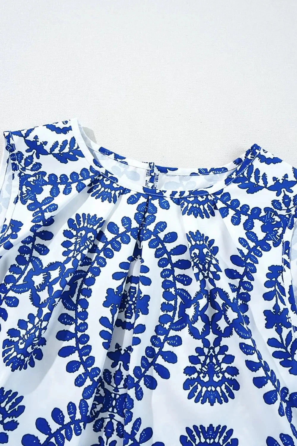 Printed Crew Neck Sleeveless Top Simply Love