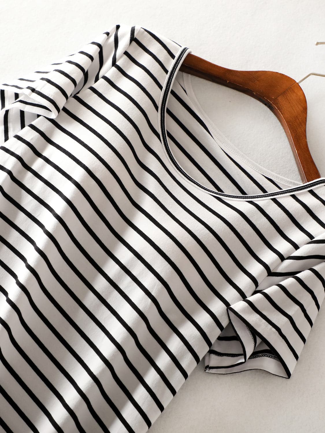 Striped Round Neck Short Sleeve Dress.