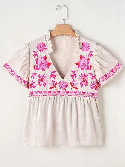 Simply Love: Floral Embroidered Blouse