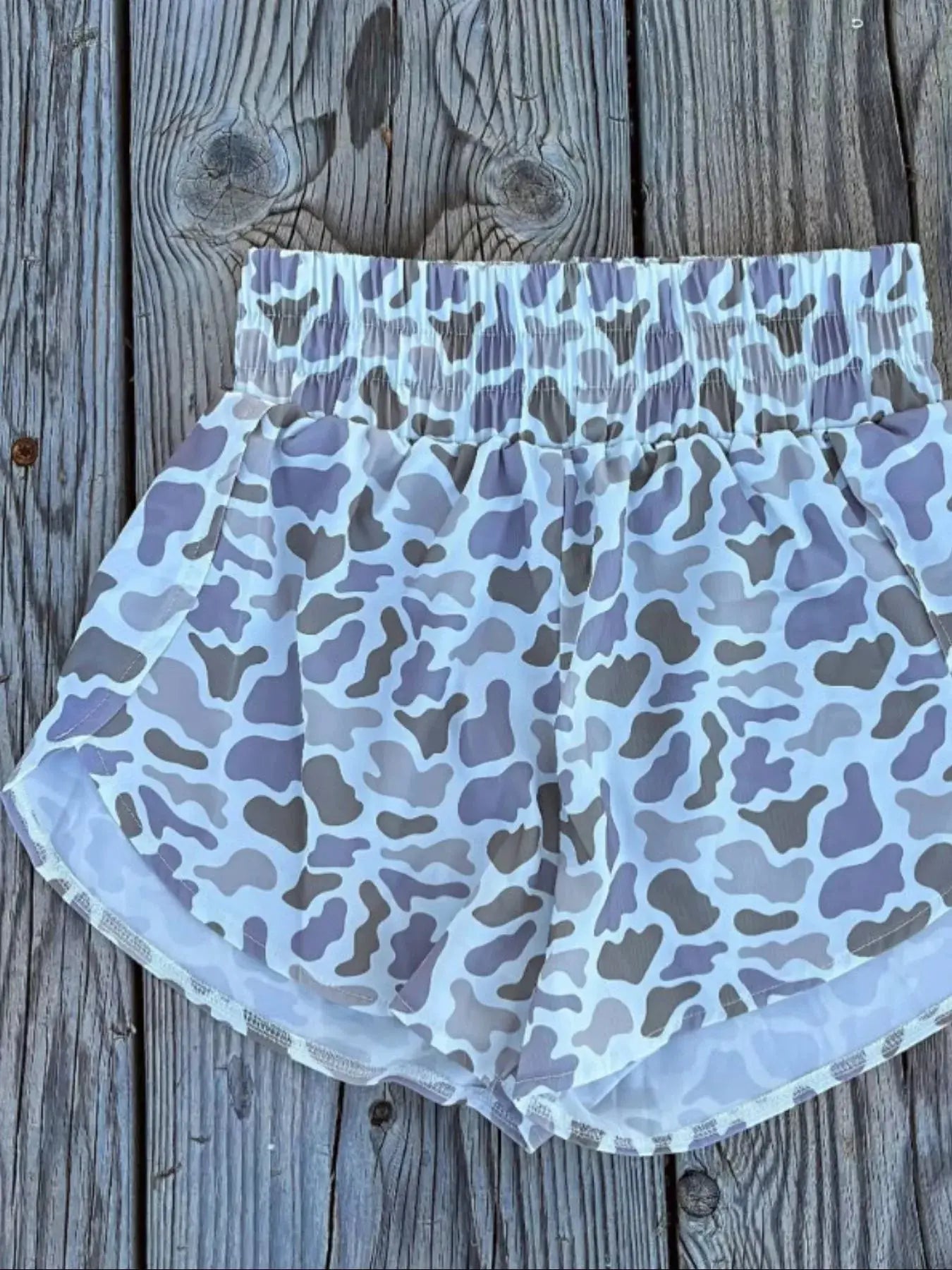 Camo Print Elastic Waist Shorts Simply Love