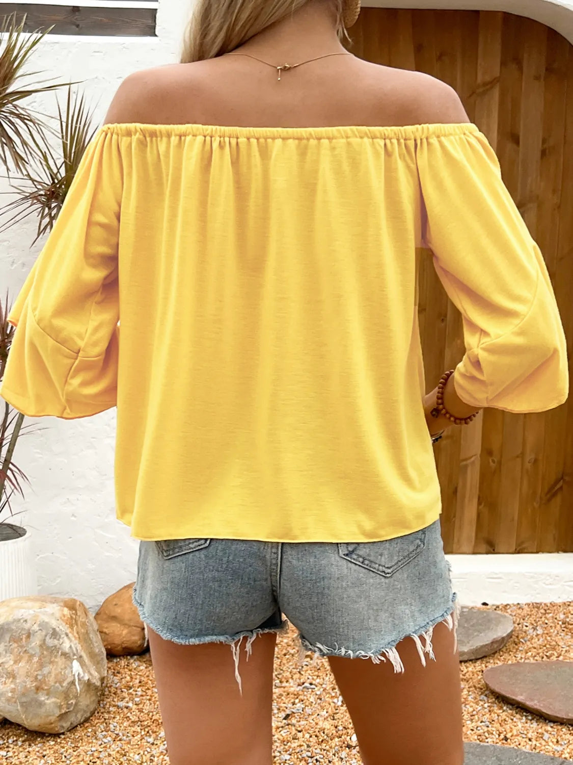 Sunset Breeze Off-Shoulder Tie Front Top