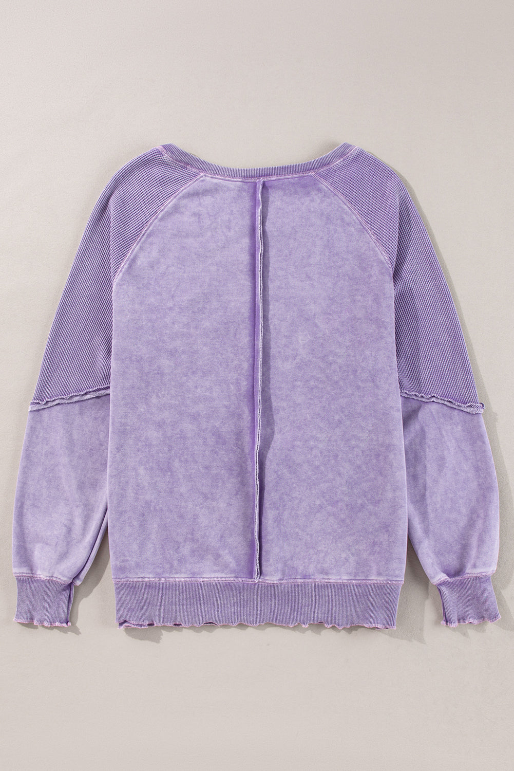 Orchid petal cozy patchwork raglan sweatshirt