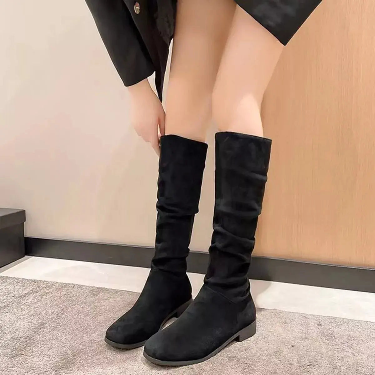 Round Toe Block Heels Boots Simply Love