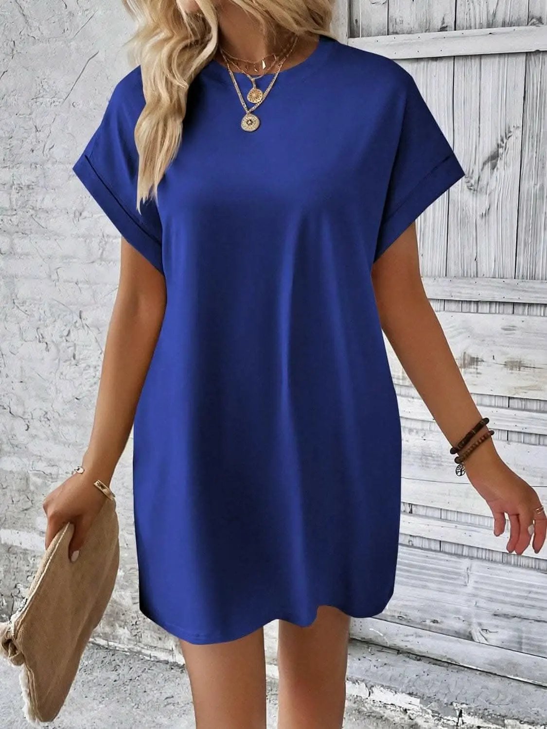 Chic round neck mini dress - Love Salve 