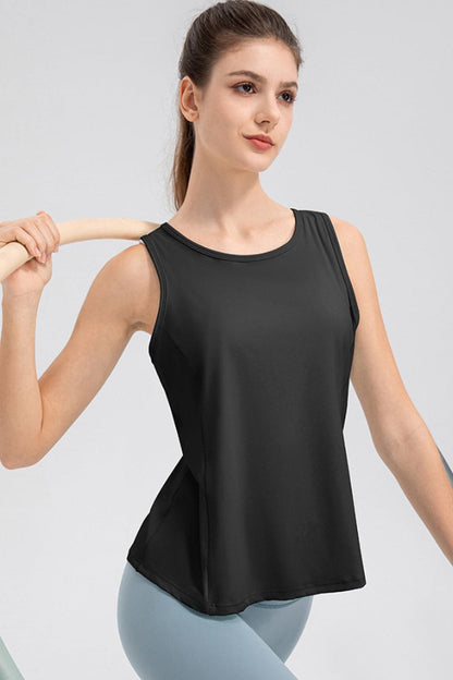 Wide Strap Round Neck Active Tank.