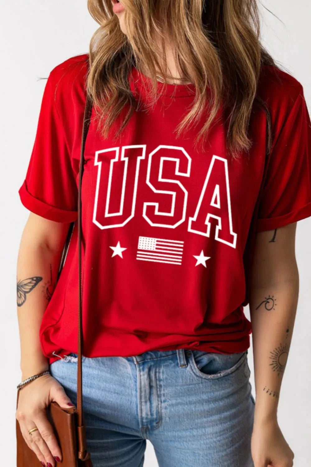 USA American Flag Crewneck T Shirt Simply Love