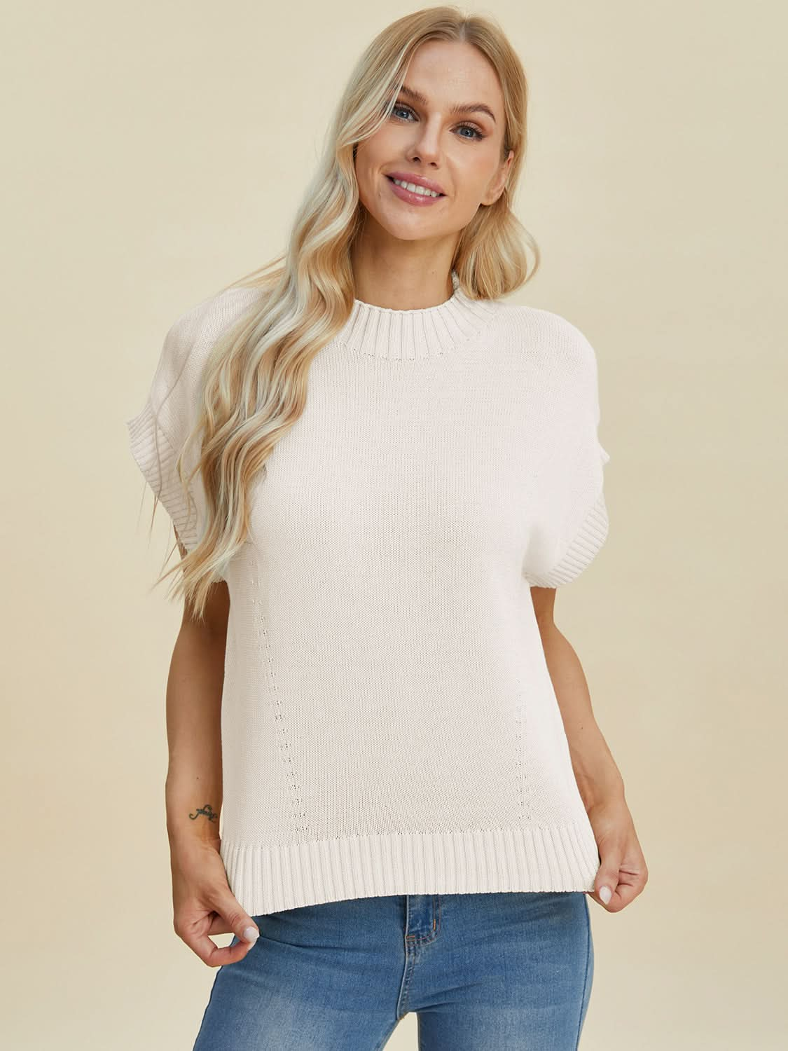 Double take mock neck sweater