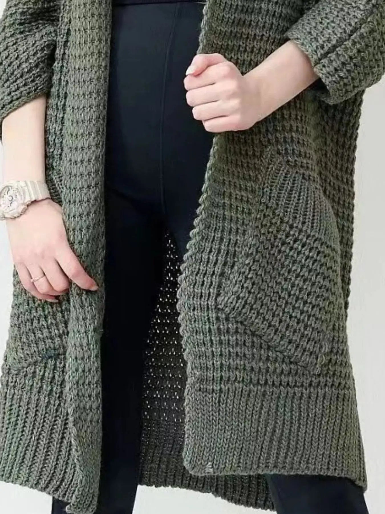 Full Size Chunky Knit Open Front Cardigan Plus Size Simply Love