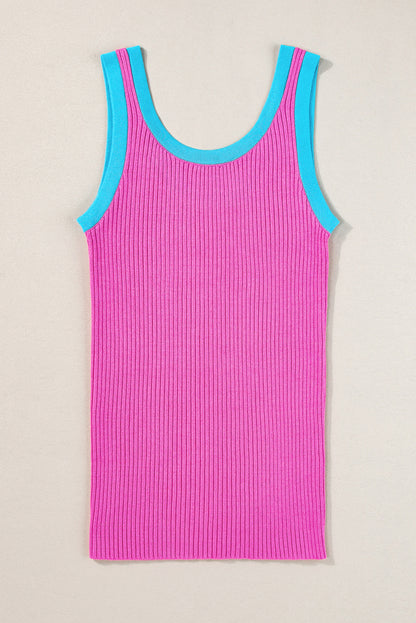 Trendy pink ribbed tank top