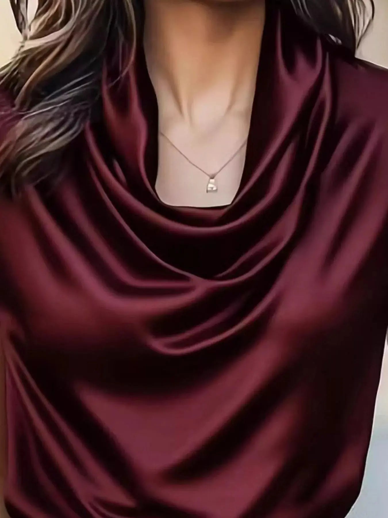 Satin Cowl Neck Blouse Simply Love