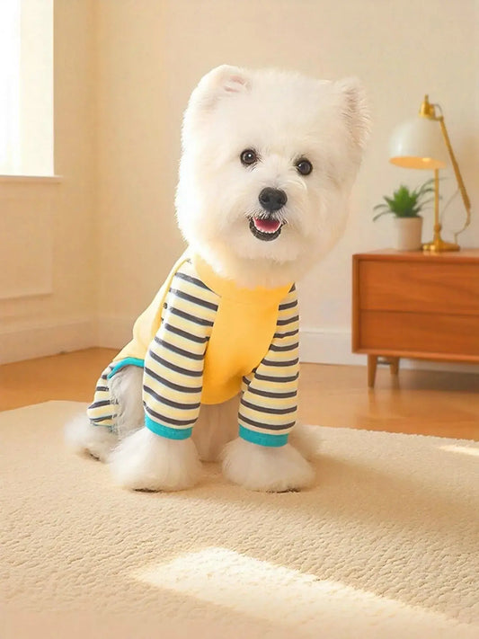 Striped Comfortable Pet Jumpsuit Simply Love