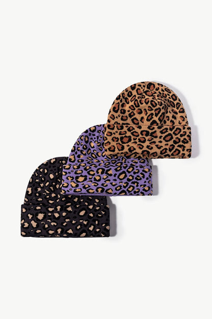 Leopard Pattern Cuffed Beanie.