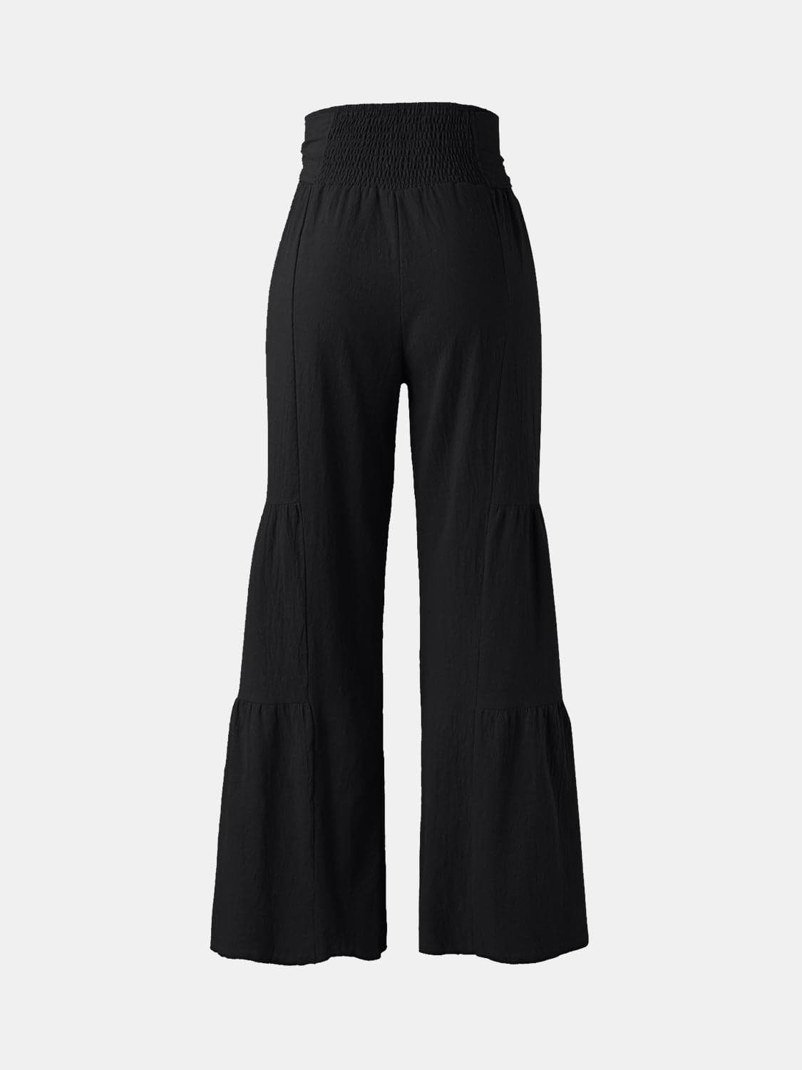 Tied Ruched Wide Leg Pants.